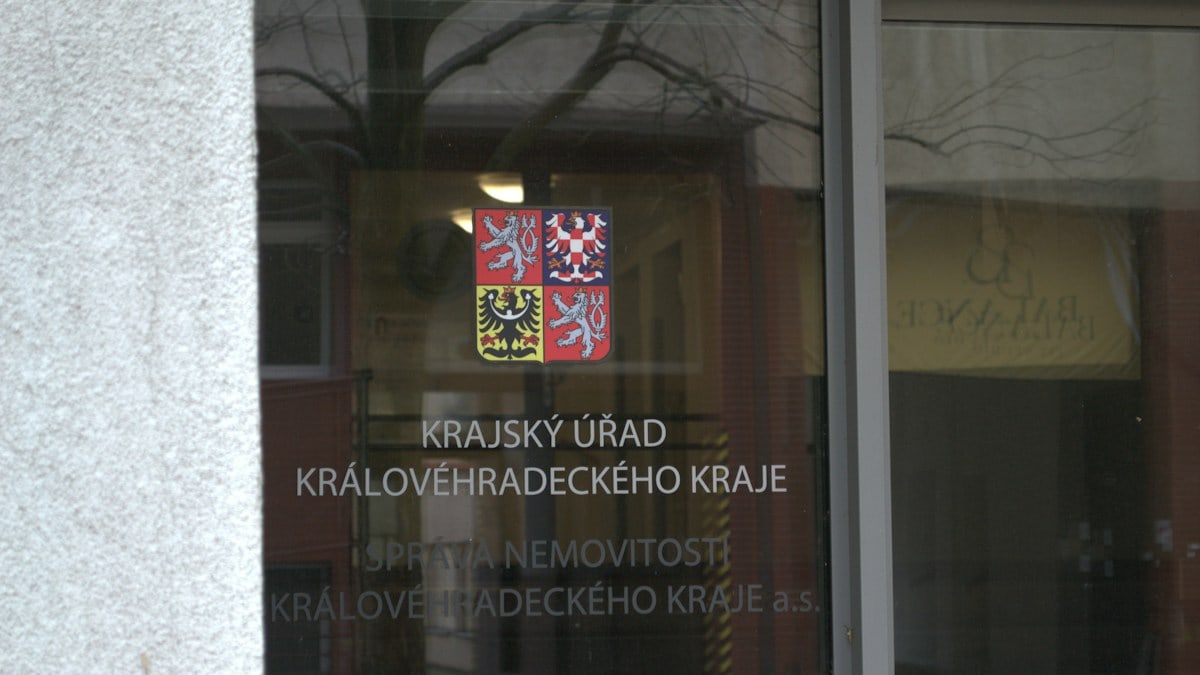 Sign on glass door for regional office
